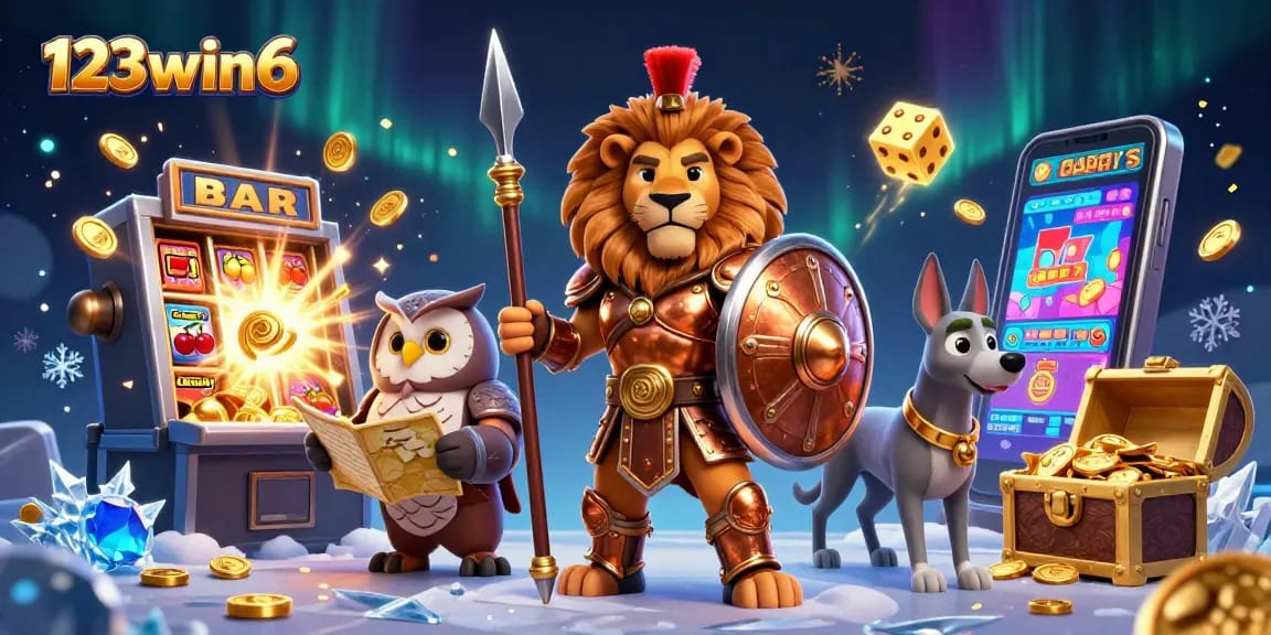 Experience the excitement of 123win6's dynamic casino world with a Spartan lion and more!