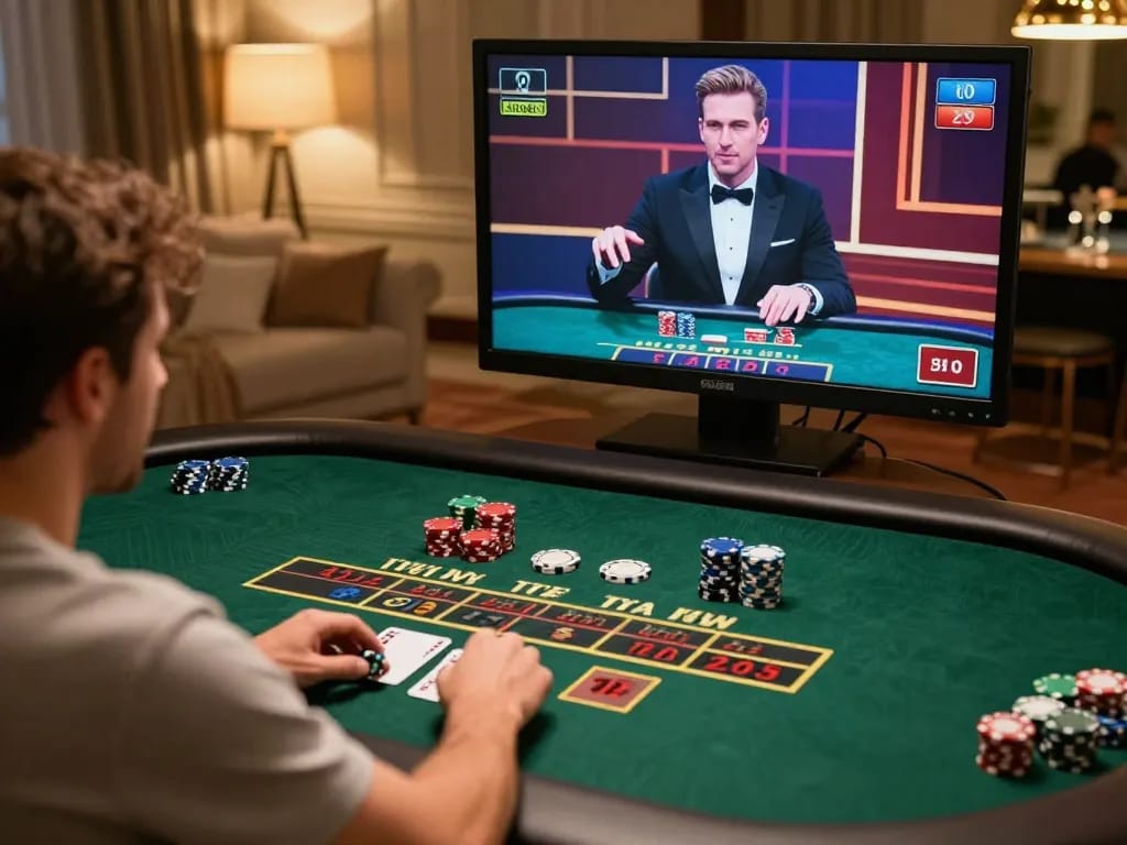 Engaging RR88 live dealer blackjack game showcasing player and dealer interaction.