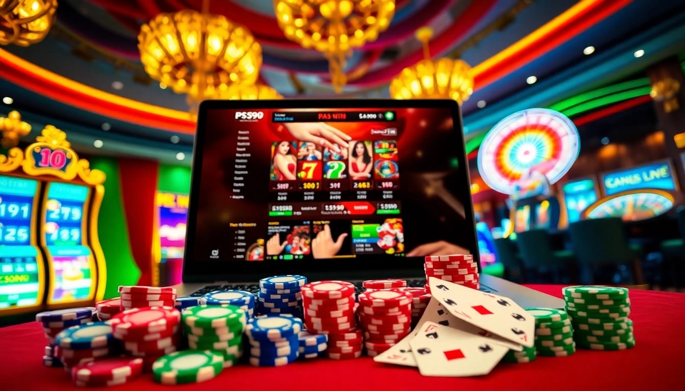 Engaging poker game scene highlighting PS99COM and colorful chips.