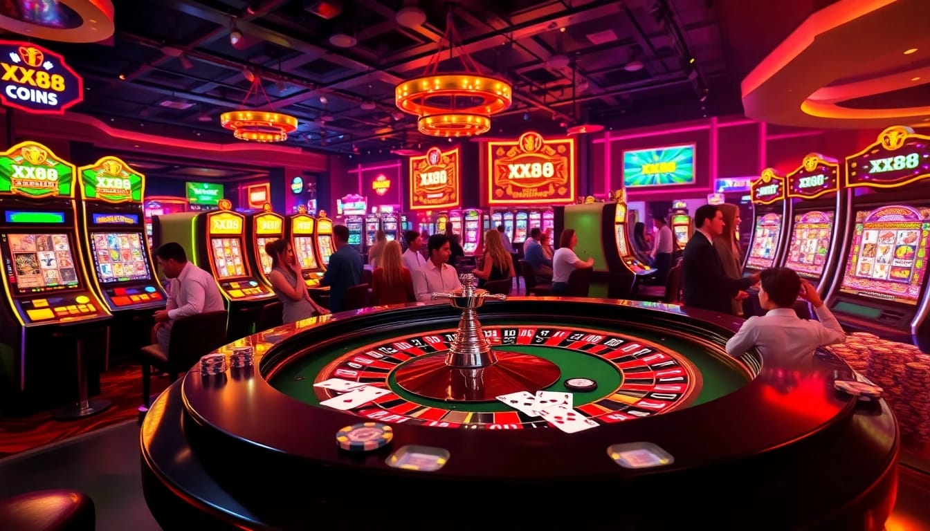 Experience excitement at XX88 with immersive casino games and vibrant roulette tables.
