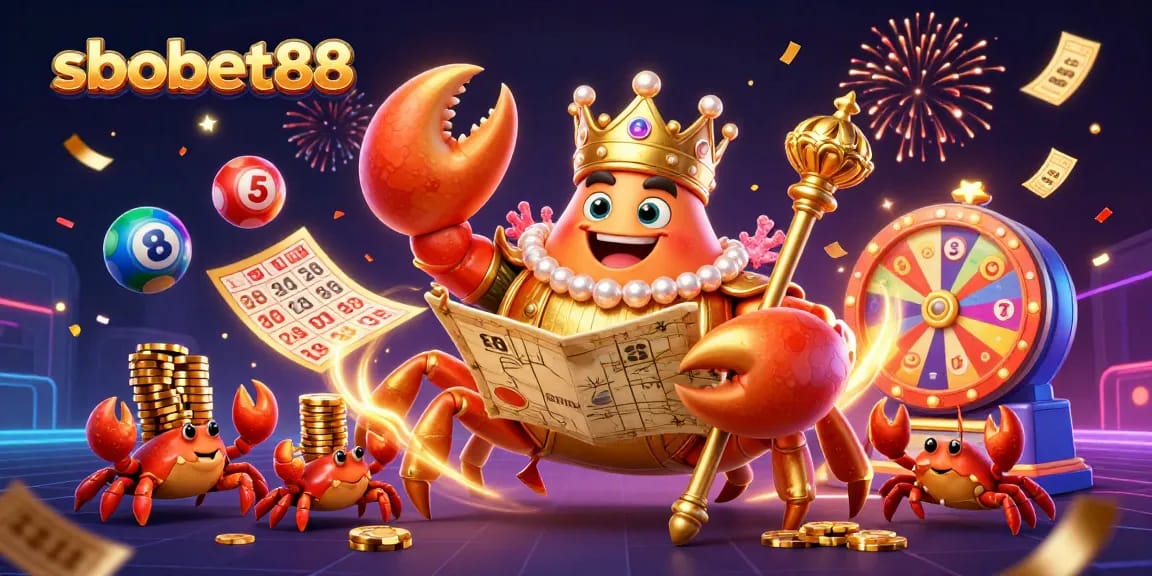 Engage with sbobet88 through vibrant lottery excitement with colorful balls and festive elements.