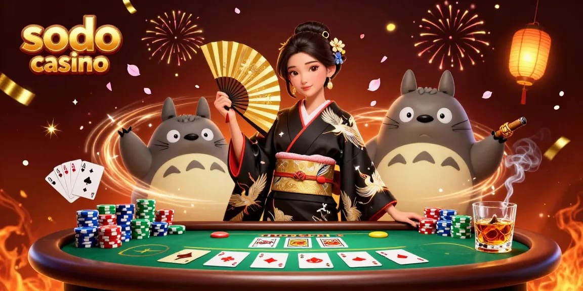 Savor the excitement at sodo casino with dynamic poker action, featuring vibrant characters and game elements.