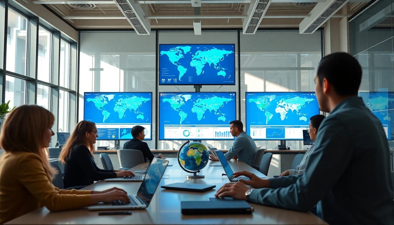 Engaged professionals utilizing technology for global connectivity at 快连官网, showcasing advanced networking solutions.
