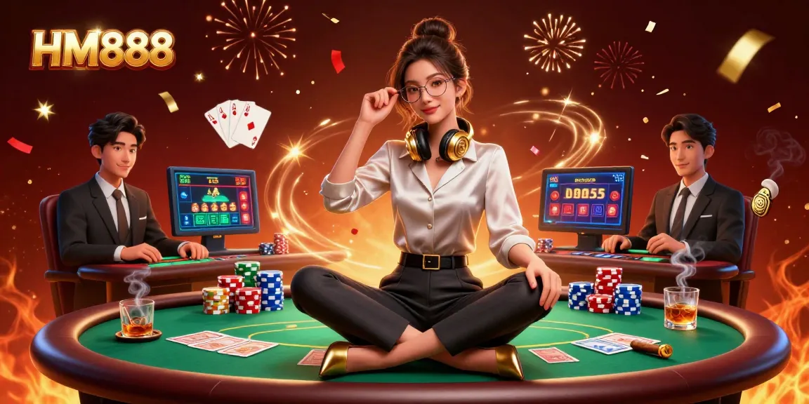 Enjoy thrilling casino games at HM888 with a professional elegant gamer immersed in the action.