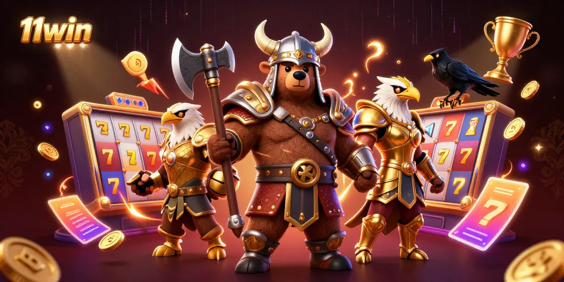 Experience thrilling moments and jackpots with 11win in this vibrant 3D casino scene.