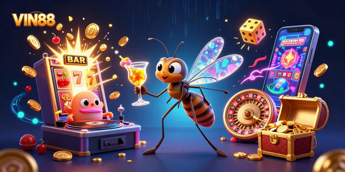 Experience excitement at VIN88 with a vibrant casino scene filled with dynamic gaming elements.