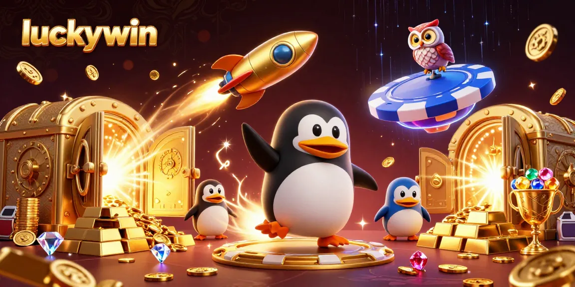 Experience exciting wins at luckywin with an epic 3D casino adventure featuring a golden penguin and treasure!