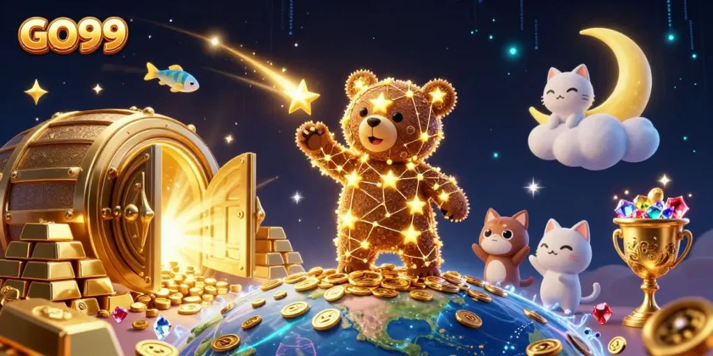 Experience the magic of GO99 with stunning treasures, animated characters, and vibrant action.