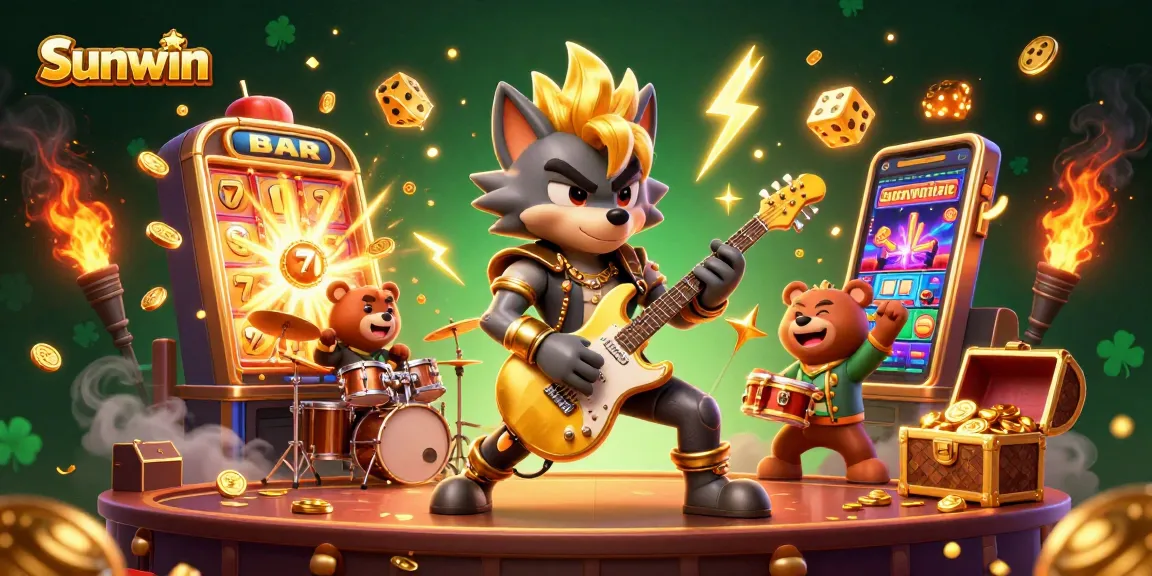 Experience thrilling gameplay with Sunwin at a vibrant casino stage featuring dramatic 3D illustrations.