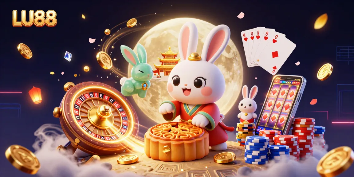 LU88 maximizes fun with vibrant 3D casino illustration highlighting iconic symbols and games.