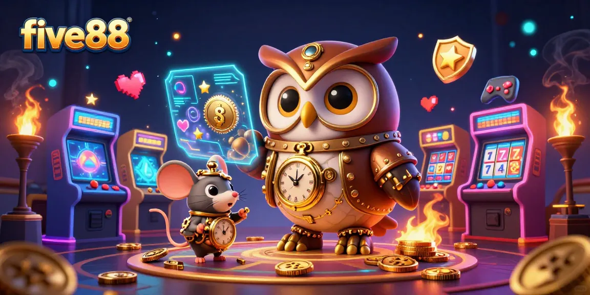 Experience the thrill of five88 with vibrant, dynamic casino elements in this richly detailed illustration.
