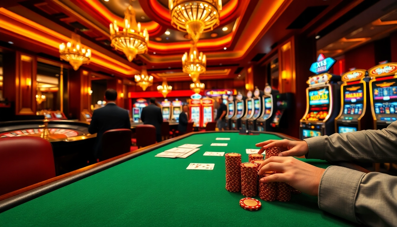 Engaged players betting at a poker table in the luxurious XX88 casino atmosphere.