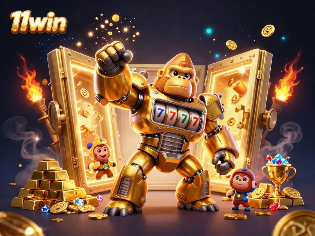 Experience thrilling gaming at 11win with striking golden elements and engaging casino scenes