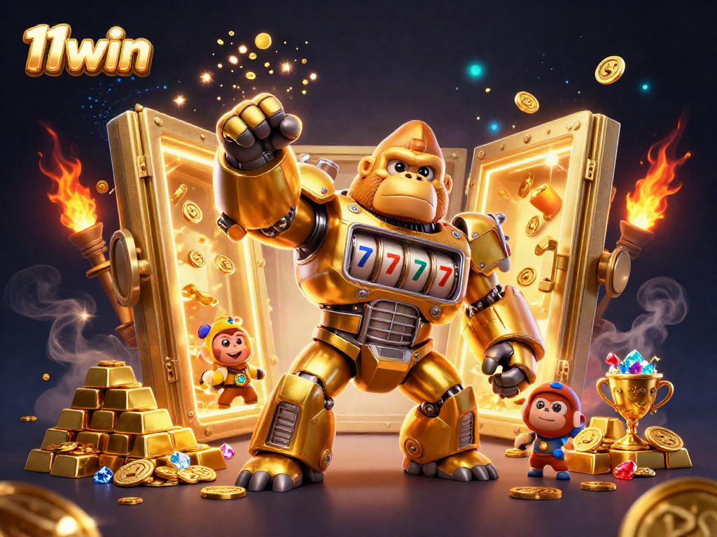 Experience thrilling gaming at 11win with striking golden elements and engaging casino scenes