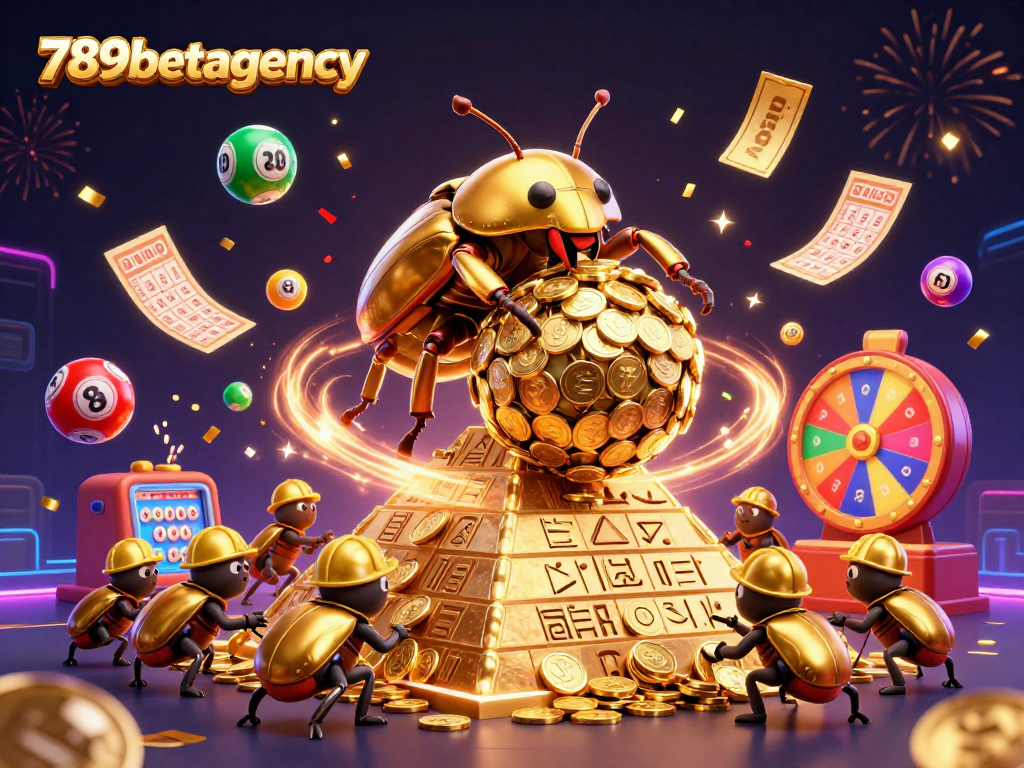 Engage with the excitement of 789betagency's vibrant gambling scene featuring dynamic lottery elements and a fun-filled celebration.