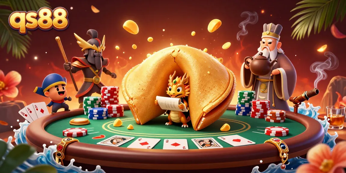 Experience the excitement of qs88 with dynamic poker elements in a vibrant 3D casino scene.