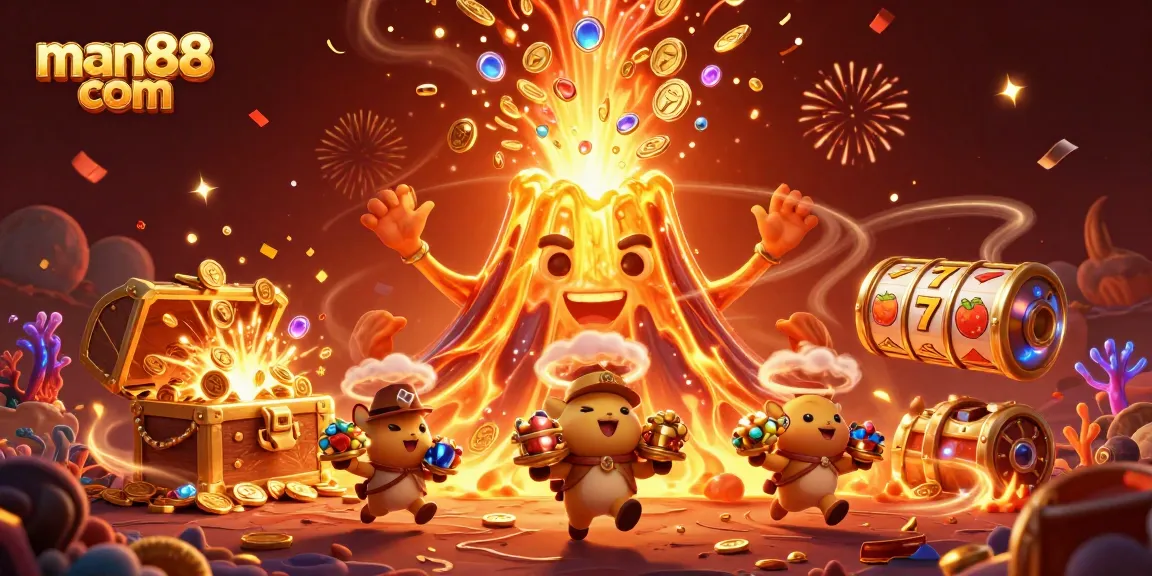 Spin the reels with man88 com to win treasures from a golden volcanic casino adventure!