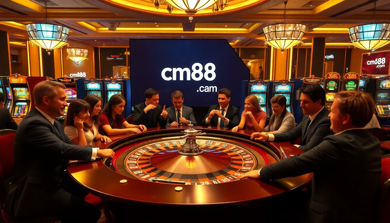 Experience the thrill of high-stakes gambling at cm88.com with players at a lively roulette table.