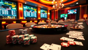 Player enjoying a thrilling round at casino xx88 with poker chips and a roulette wheel on the table.