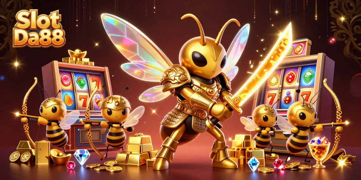 Experience thrilling gameplay with Slot Da88, featuring vibrant slot reels and dynamic characters.