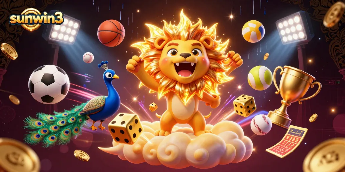 Experience gripping excitement at sunwin3 as the 3D sun lion roars amidst vibrant sports elements.